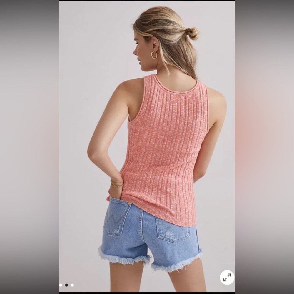 By Anthropologie Coral Marled Knit Ribbed Tank Top - Picture 4 of 10